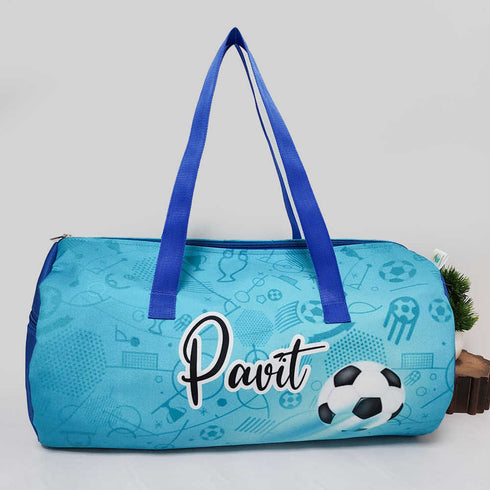 Personalised Football Printed Kids Large Duffle Bag & Box Pouch Combo Gift Set